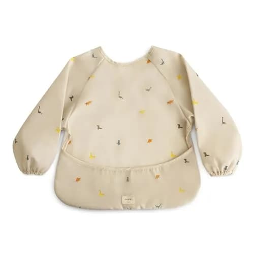 mushie Long Sleeve Baby Bib | Water Resistant Adjustable Fit (Dinos) thumbnail 4