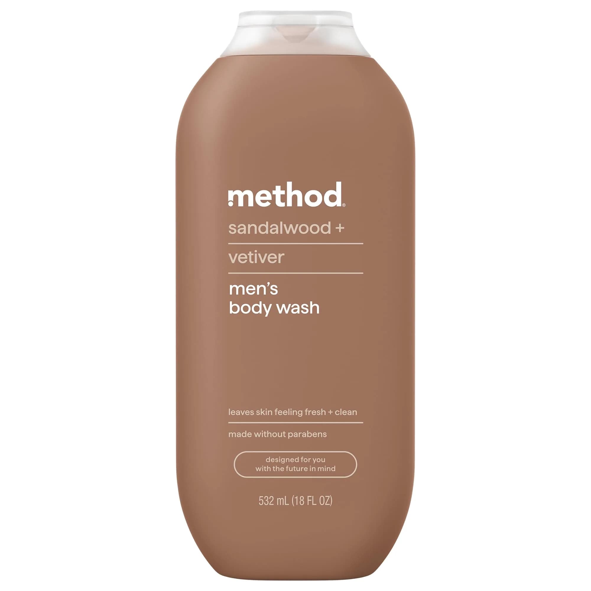 Method Men’s Body Wash Sandalwood + Vetiver 18 Fl Oz | Gentle, Moisturizing, Cruelty-Free