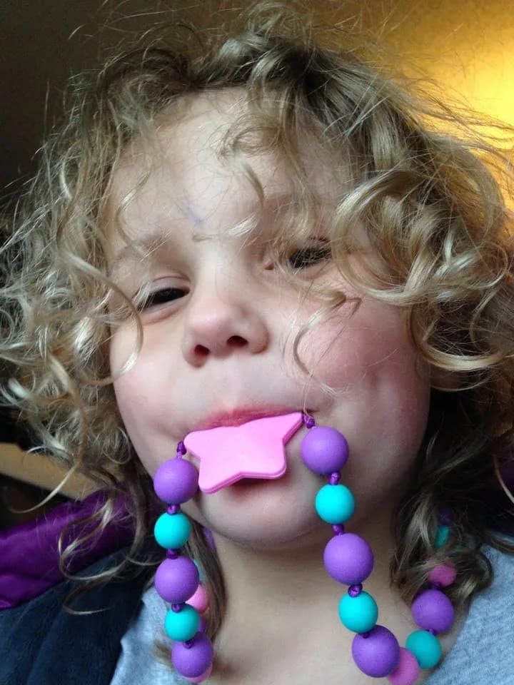 Munchables Starlight Sensory Chew Necklace, Medium Chew, Purple/Aqua/Pink | Food-Grade Silicone Oral Support thumbnail 7