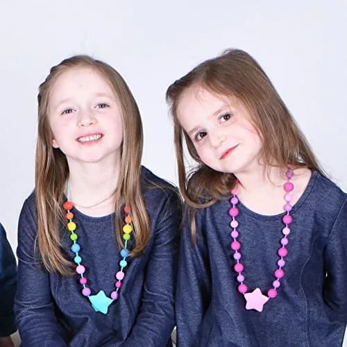 Munchables Starlight Sensory Chew Necklace, Medium Chew, Purple/Aqua/Pink | Food-Grade Silicone Oral Support thumbnail 9