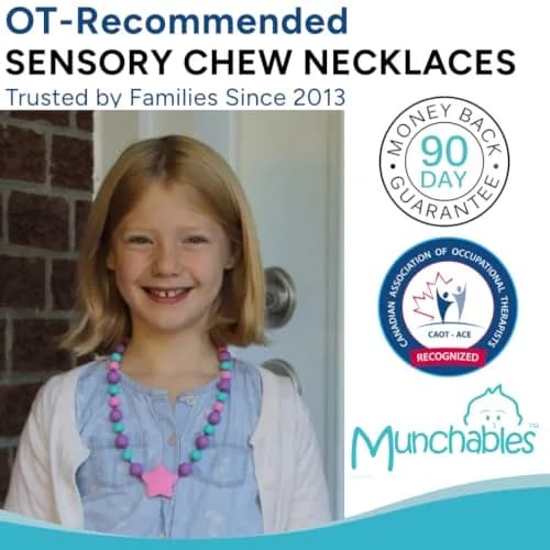 Munchables Starlight Sensory Chew Necklace, Medium Chew, Purple/Aqua/Pink | Food-Grade Silicone Oral Support thumbnail 2