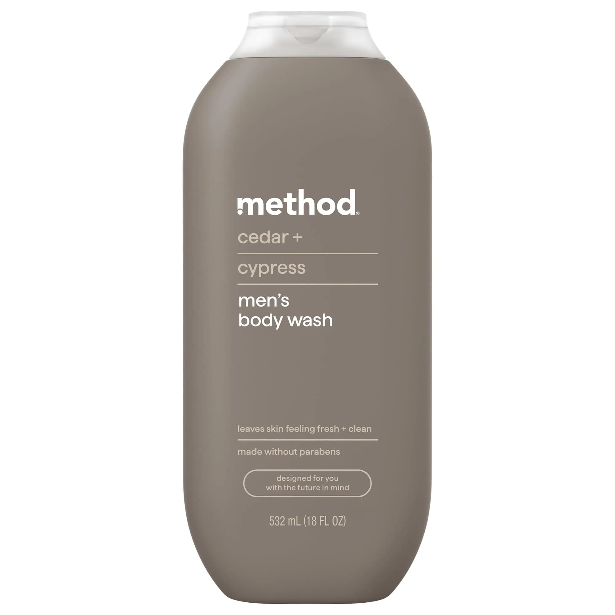 Method Men’s Body Wash Sandalwood + Vetiver 18 Fl Oz | Gentle, Moisturizing, Cruelty-Free — Clear
