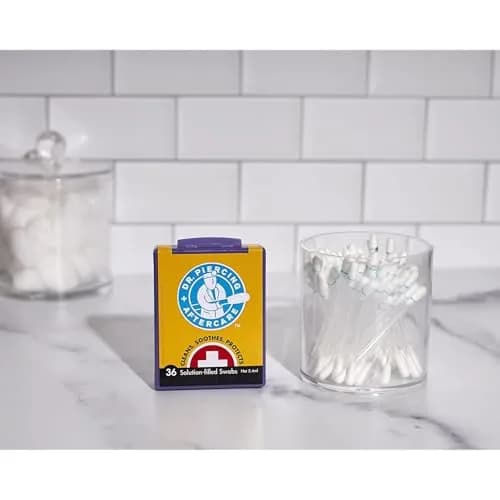 Dr. Piercing Aftercare Swabs Liquid-Filled Saline Solution 144 Count | Gentle, Travel-Friendly Ear, Nose & Body Piercing Care thumbnail 6