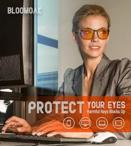 Bloomoak Blue Light Blocking Glasses - Amber Lens - Unisex Adult - 145mm Arm | Filters 99% Harmful Blue Light thumbnail 2