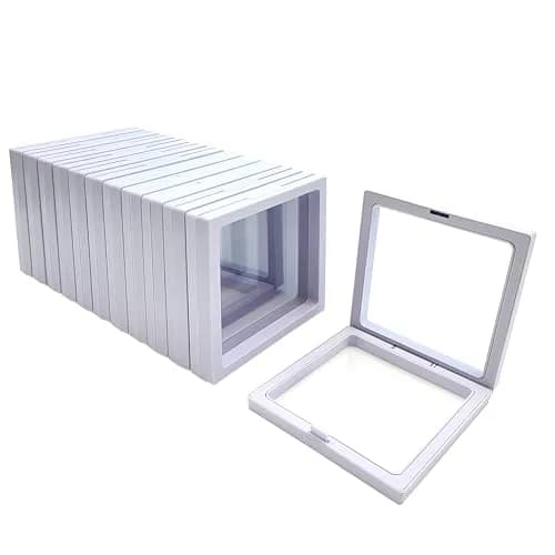 ailison 3D Floating Frame Display Stands, 12PCS White, 10.99 cm (4.33 in) | Pack of 12 Stackable Jewelry Organizers thumbnail 1