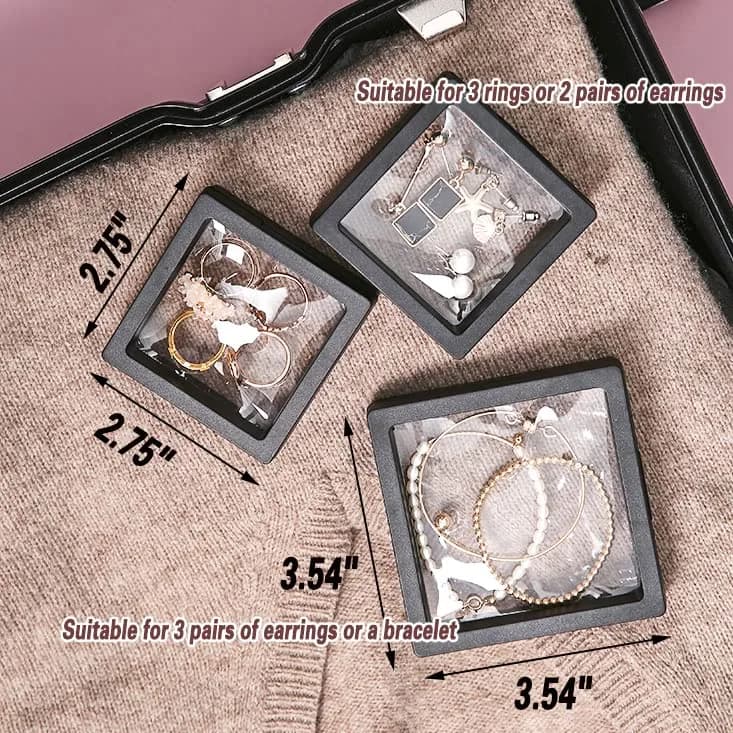 Ailison 3D Floating Frame Display Stands, 12 Pack, 9 cm (3.54") | Stackable Jewelry Organizer Box - view 8