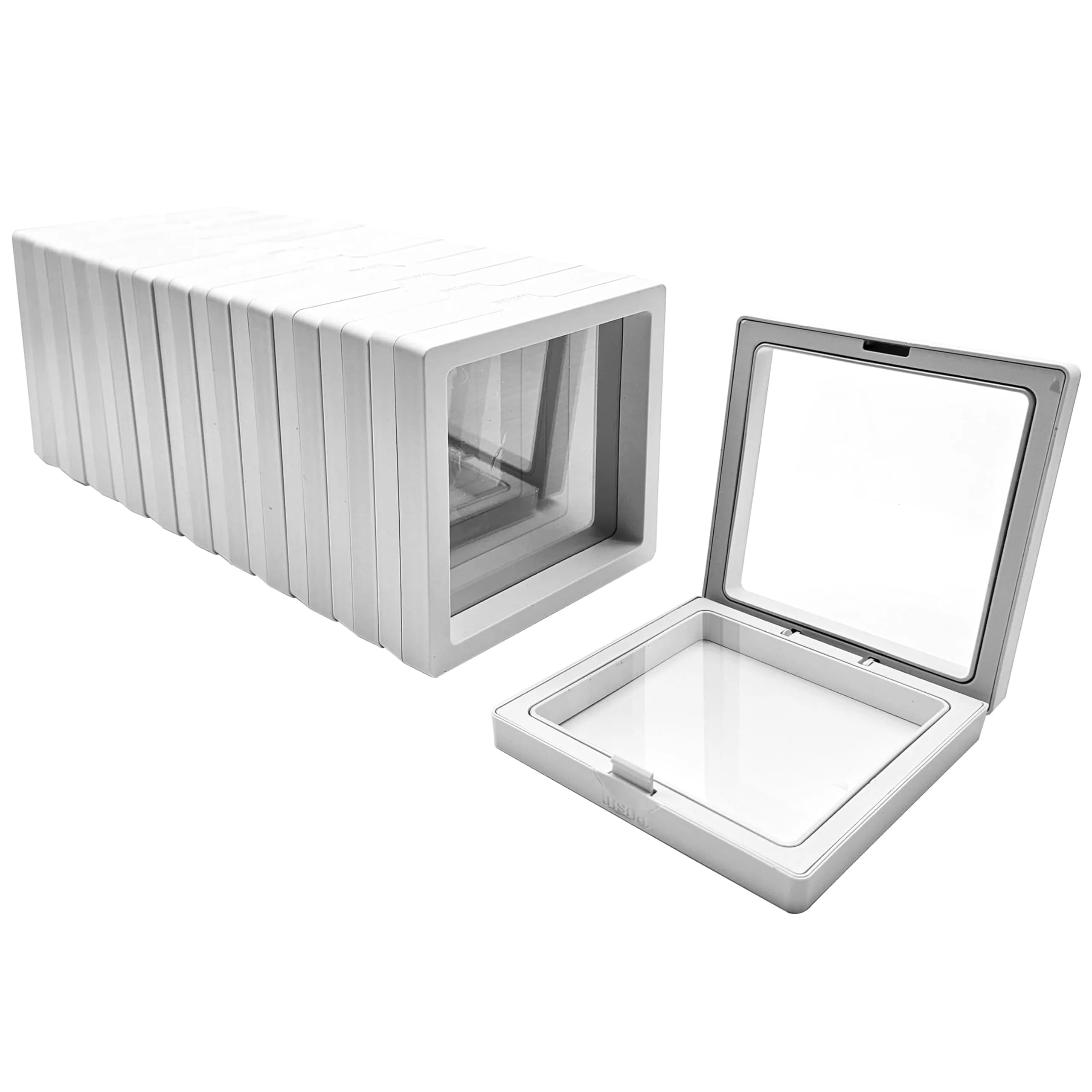 ailison 3D Floating Frame Display Stand White 12-Pack | Organize Jewelry, Medals & Collectibles — White