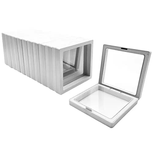 ailison 3D Floating Frame Display Stand White 12-Pack | Organize Jewelry, Medals & Collectibles thumbnail 1