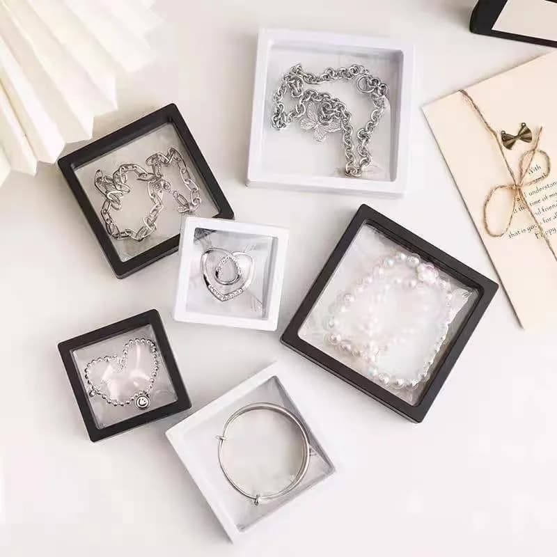 ailison 3D Floating Frame Display Stand White 12-Pack | Organize Jewelry, Medals & Collectibles thumbnail 2