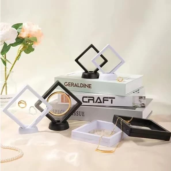 ailison 3D Floating Frame Display Stand White 12-Pack | Organize Jewelry, Medals & Collectibles thumbnail 4