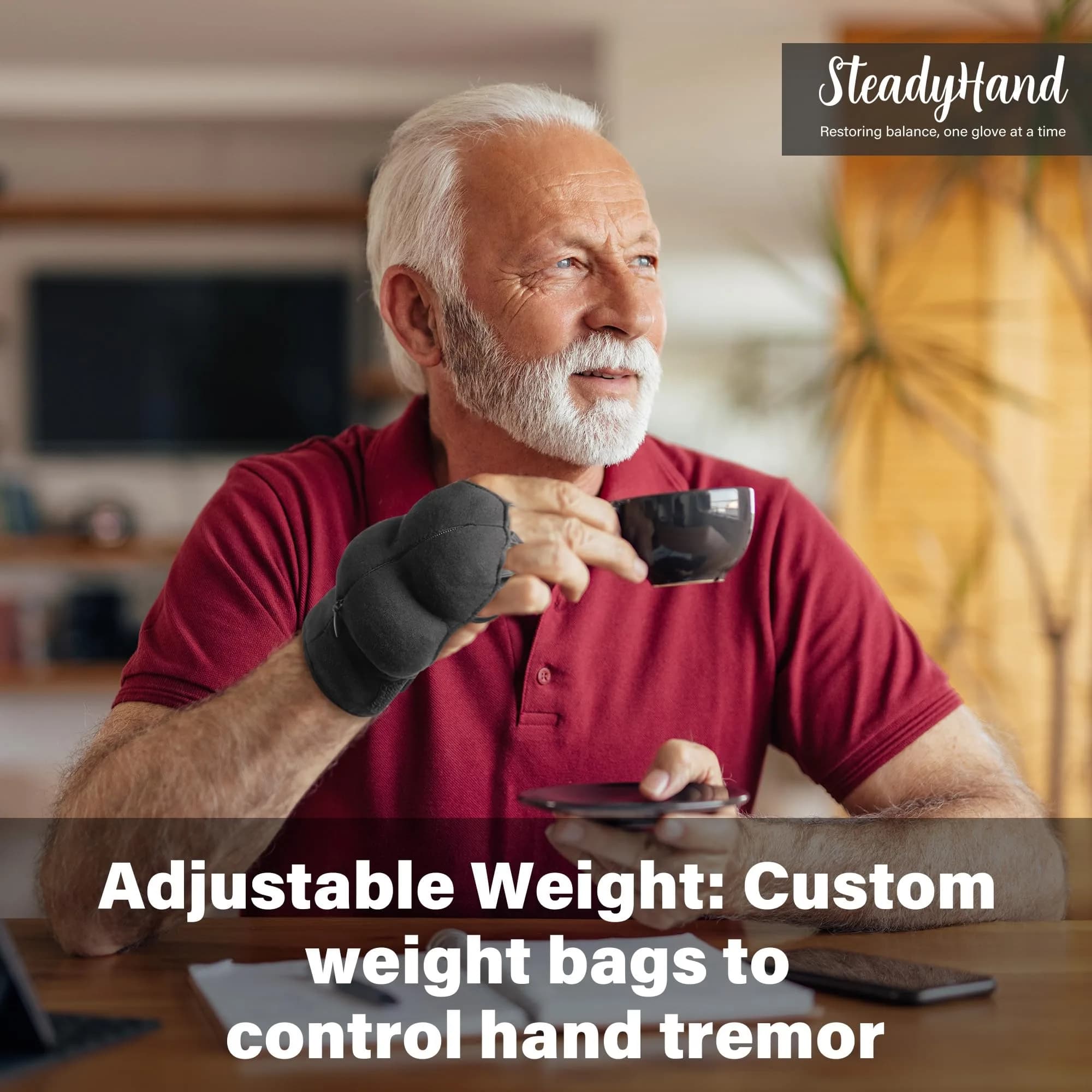 Noah Baby Weighted Gloves for Tremors, Left Hand, L Size | Steady Hand Therapy Aid - view 5