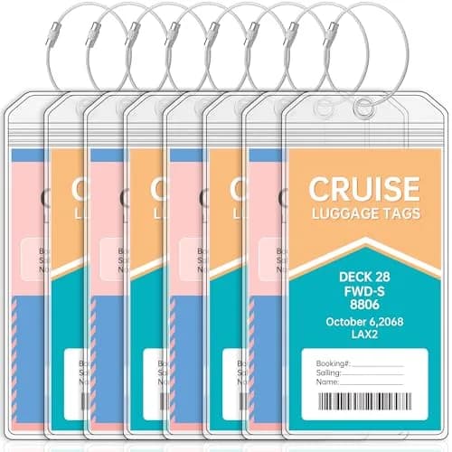 Teskyer Clear Cruise Luggage Tag Holder 8 Pack | Waterproof Extra-Thick PVC, Rustproof Steel Loop thumbnail 1