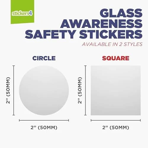 Stickers4 Frosted Square Glass Door Safety Decals 50mm (2 Inch) | 24-Pack for Sliding Doors thumbnail 3