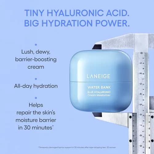 LANEIGE Water Bank Blue Hyaluronic Acid Cream 0.67 Fl Oz | Deep Hydration & Skin Barrier thumbnail 2
