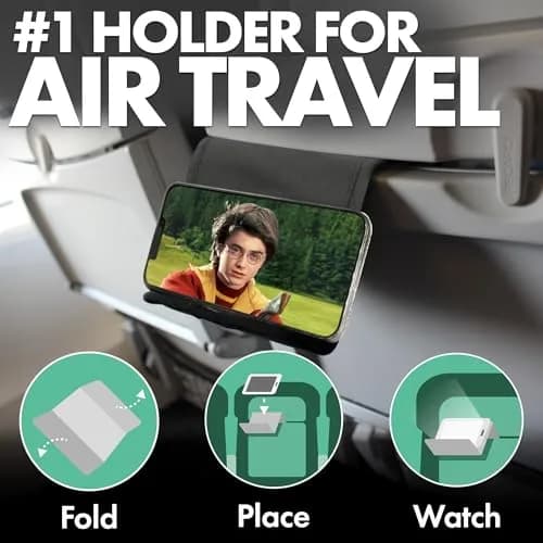 Flight Flap Airplane Phone Holder - Foldable Phone Stand for Plane Travel | Flexible, Durable & Compact thumbnail 2