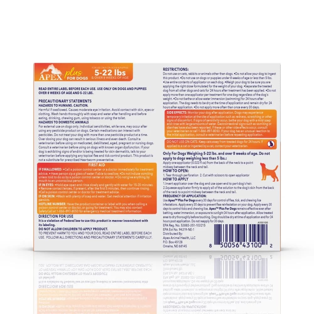 APEX ANIMAL HEALTH Apex Plus Flea & Tick Prevention for Small Dogs 5-22 lbs | 3-Month Supply thumbnail 8