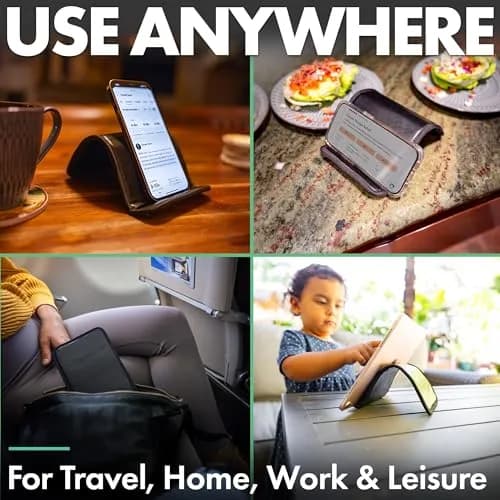 Flight Flap Airplane Phone Holder - Foldable Phone Stand for Plane Travel | Flexible, Vegan Leather, Universal Compatibility thumbnail 6