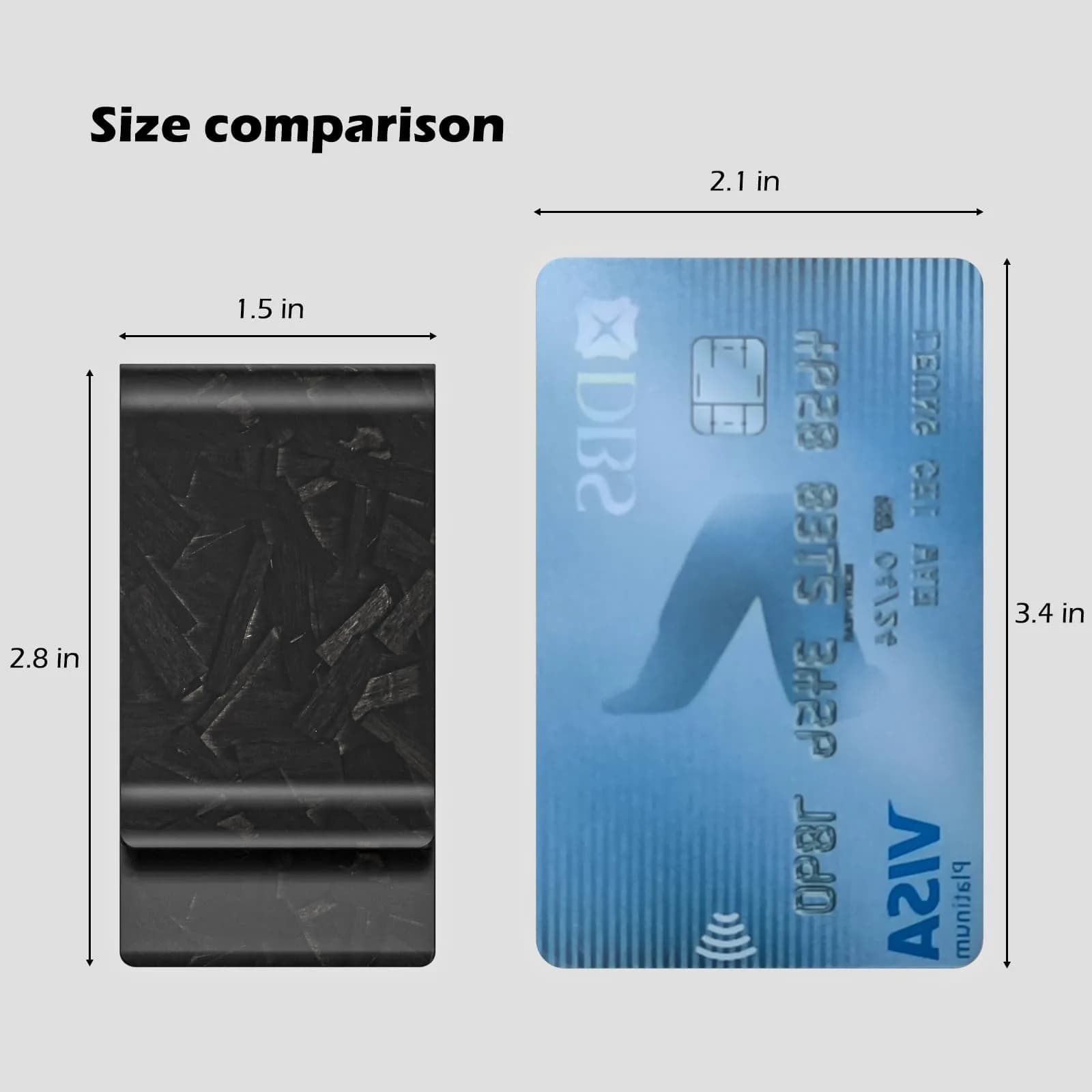 Travelambo Carbon Fiber Money Clip Front Pocket Wallet Minimalist Slim Credit Business Card Holder (Matte Forged) - view 5
