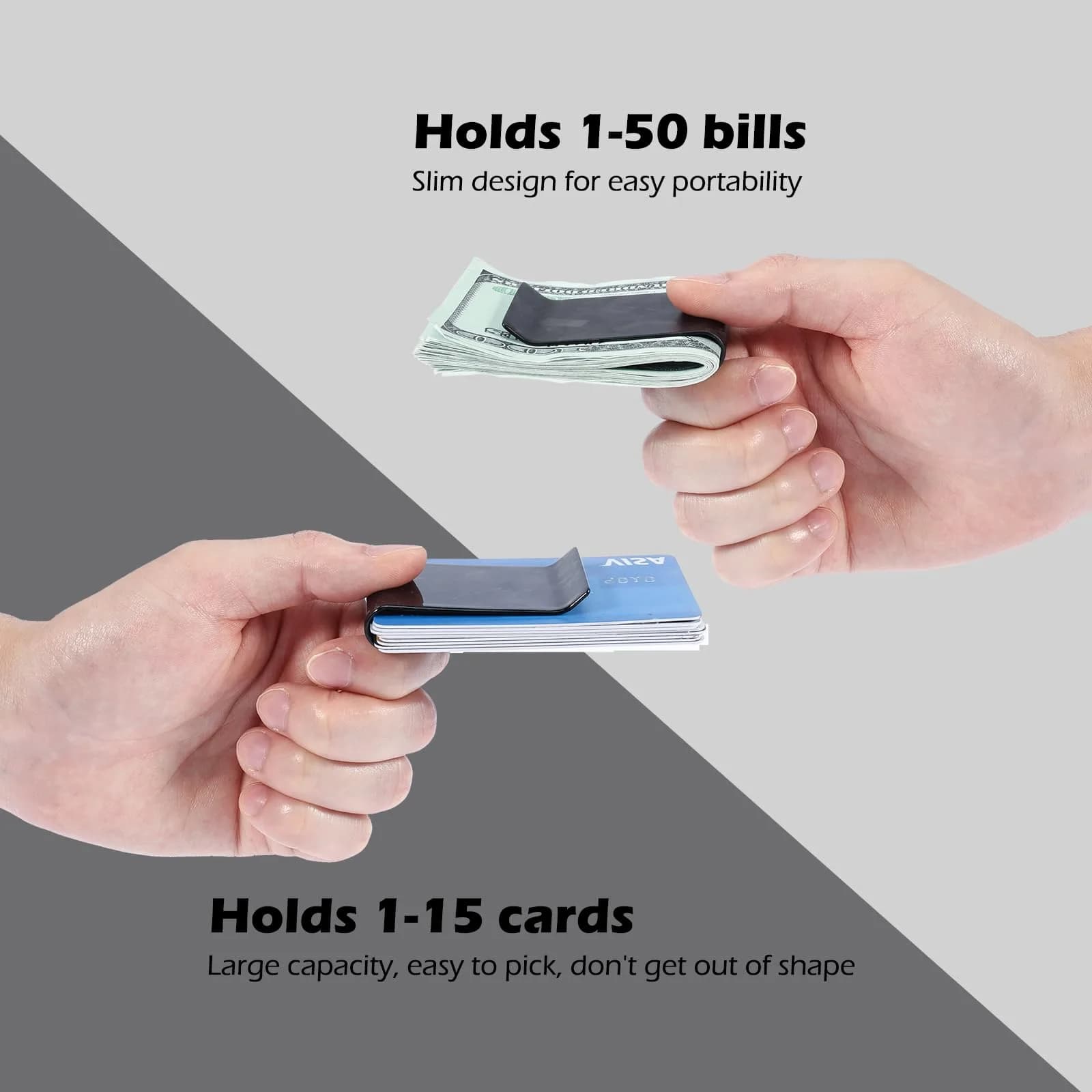 Travelambo Carbon Fiber Money Clip Front Pocket Wallet Minimalist Slim Credit Business Card Holder (Matte Forged) - view 3