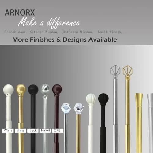 ARNORX 3/8" French Door Curtain Rod, 16-28" Adjustable, Brass Brushed | Lightweight, all-metal design for French doors thumbnail 7