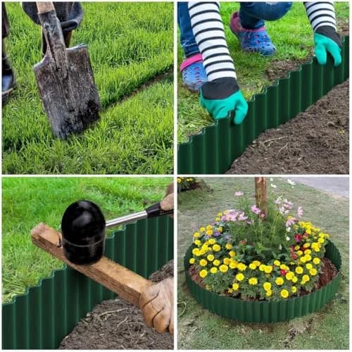 LAVEVE Corrugated Metal Garden Edging 4" x 10Ft | Heavy-Duty Galvanized Steel Border for Lawn & Garden thumbnail 4