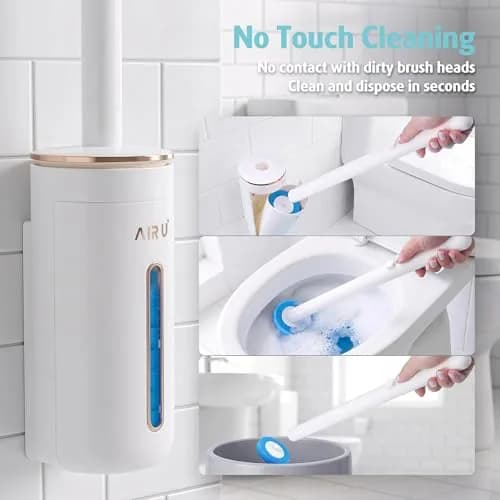 AIR U+ Disposable Toilet Brush System with 24 Refills | Wall-Mountable, Automatic Storage, Ocean Breeze Scent thumbnail 7