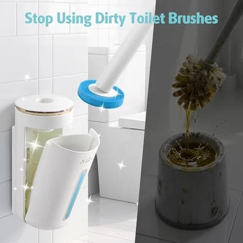 AIR U+ Disposable Toilet Brush System with 24 Refills | Wall-Mountable, Automatic Storage, Ocean Breeze Scent thumbnail 2