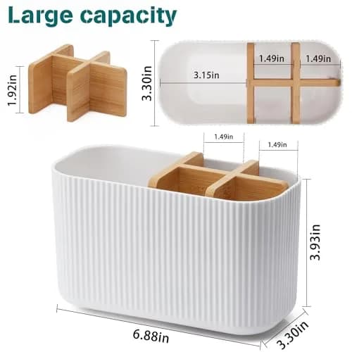 GFWARE White Toothbrush Holder, 5 Slots Bathroom Organizer | Countertop Organizer for Electric Toothbrushes & Toothpaste thumbnail 6