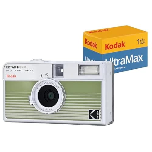 Kodak EKTAR H35N Half Frame Film Camera Bundle with Kodak Ultramax 400/24EXP 35mm Roll Film | Vintage Camera for Film Photography thumbnail 1