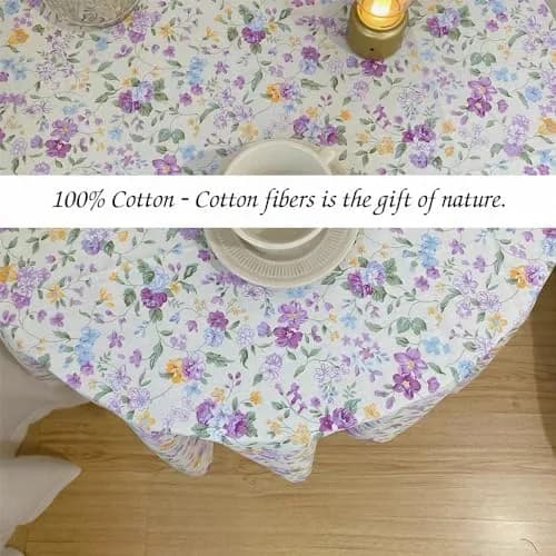 LANEHUA 100% Cotton Fabric 39 x 63 inches | Floral Spring Purple Flowers, Breathable & Durable thumbnail 3