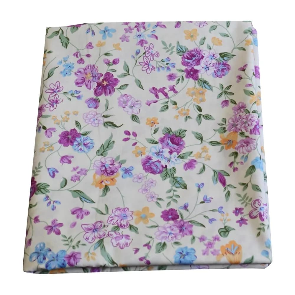 LANEHUA 100% Cotton Fabric 39 x 63 inches | Floral Spring Purple Flowers, Breathable & Durable - main product image