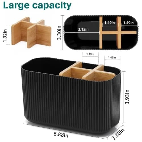 GFWARE Black Toothbrush Holder 5 Slots | Bathroom Organizer Countertop 16.5cm (6.5") thumbnail 6