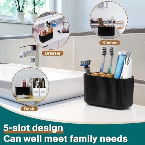 GFWARE Black Toothbrush Holder 5 Slots | Bathroom Organizer Countertop 16.5cm (6.5") thumbnail 7
