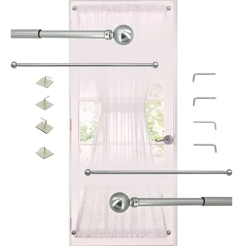 ARNORX Cafe Curtain Rod, 16–28" Adjustable Satin Nickel Set of 2 | No Drill, Renter-Friendly thumbnail 1