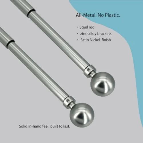 ARNORX Cafe Curtain Rod, 16–28" Adjustable Satin Nickel Set of 2 | No Drill, Renter-Friendly thumbnail 5