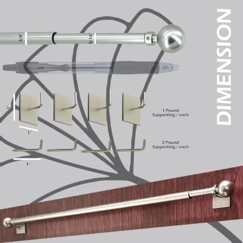ARNORX Cafe Curtain Rod, 16–28" Adjustable Satin Nickel Set of 2 | No Drill, Renter-Friendly thumbnail 7