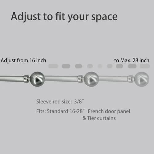 ARNORX Cafe Curtain Rod, 16–28" Adjustable Satin Nickel Set of 2 | No Drill, Renter-Friendly thumbnail 3