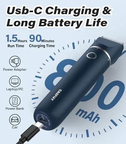 Casfuy Cordless Hair Trimmer for Pets | Low Noise, USB Rechargeable, Double Stainless Steel & Ceramic Blades (0.4''-1'') thumbnail 7