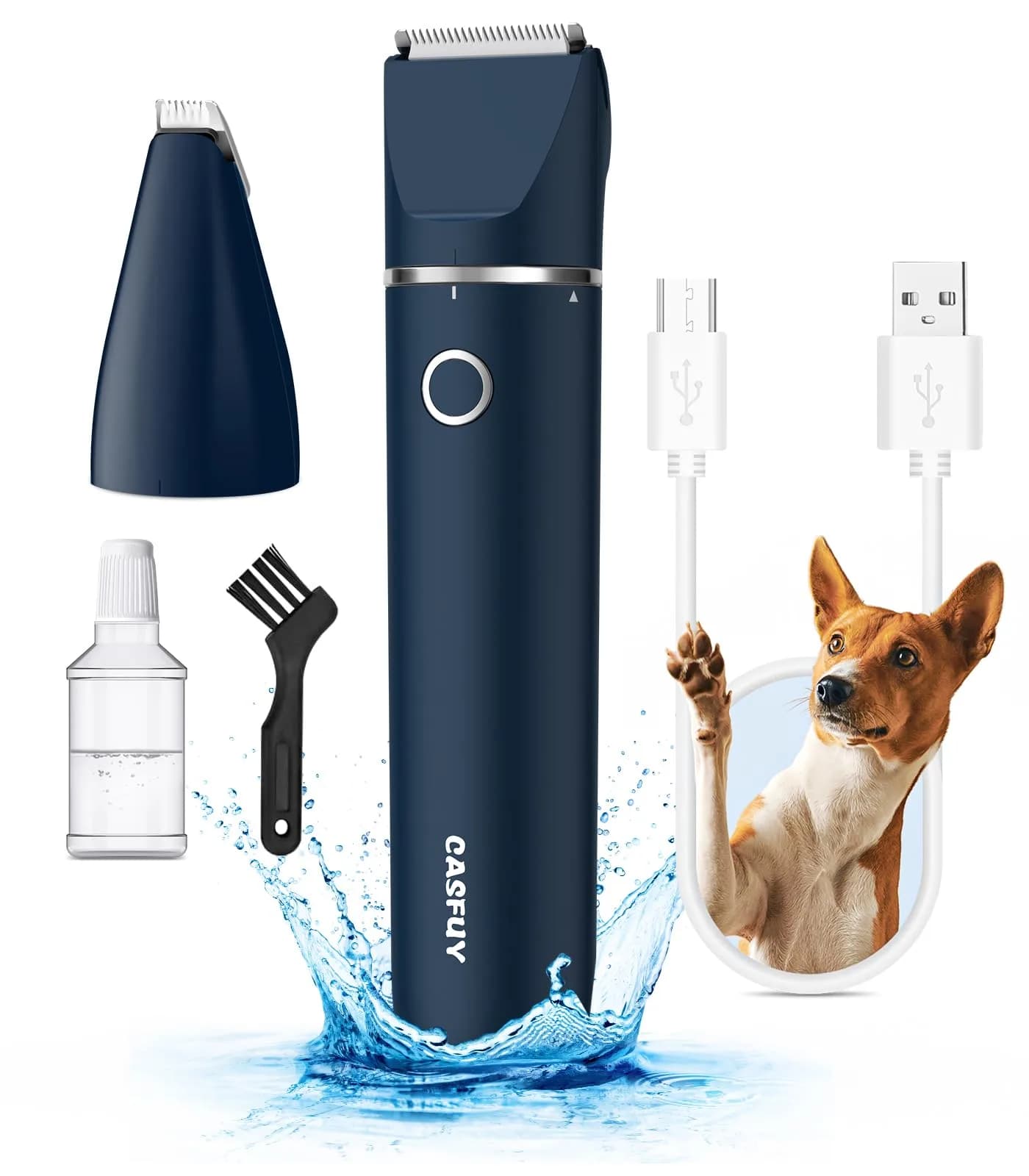 Casfuy Cordless Hair Trimmer for Pets | Low Noise, USB Rechargeable, Double Stainless Steel & Ceramic Blades (0.4''-1'') - main product image