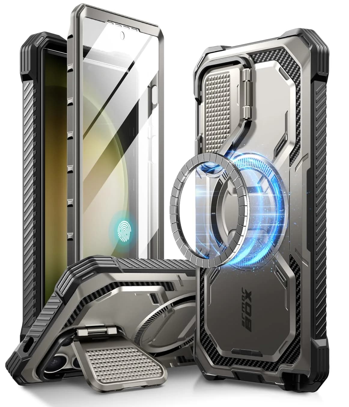 i-Blason Armorbox Case for Galaxy S24 Ultra 6.8 Inch (2024 Release) with MagSafe Stand & Screen Protector | Military-Grade Protection — TiGray
