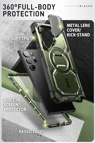 i-Blason Armorbox for Galaxy S24 Ultra Case with Camera Cover Stand & MagSafe, Green 17.9cm (7.24in) | MIL-STD 810G-516.6 Certified Drop Protection thumbnail 4