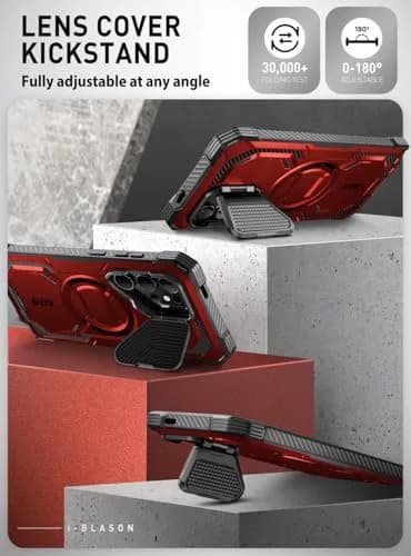 i-Blason Armorbox for Galaxy S24 Ultra Case with Camera Cover Stand & Screen Protector, Red 18.1cm (7.14in) | MagSafe Compatible thumbnail 5