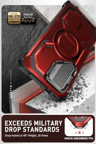 i-Blason Armorbox for Galaxy S24 Ultra Case with Camera Cover Stand & Screen Protector, Red 18.1cm (7.14in) | MagSafe Compatible thumbnail 3