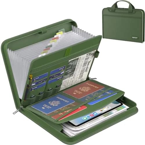 ENGPOW Fireproof Accordion File Organizer 14.2" x 10.4" x 2" | 13 Pockets with Handle & Labels thumbnail 1