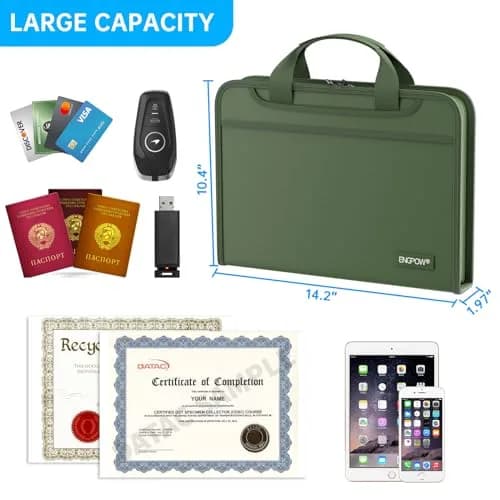 ENGPOW Fireproof Accordion File Organizer 14.2" x 10.4" x 2" | 13 Pockets with Handle & Labels thumbnail 5