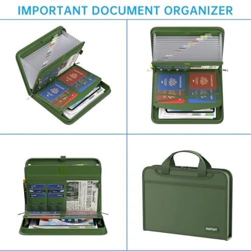 ENGPOW Fireproof Accordion File Organizer 14.2" x 10.4" x 2" | 13 Pockets with Handle & Labels thumbnail 3