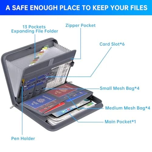 ENGPOW Fireproof Accordion File Organizer 37.1cm (14.4in) | UL94-V0 Rated for Documents thumbnail 4