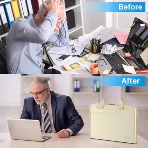 ENGPOW Fireproof Accordion File Organizer 14.2" x 10.4" x 2" | 13 Pockets Document Bag with Handle & Labels thumbnail 7