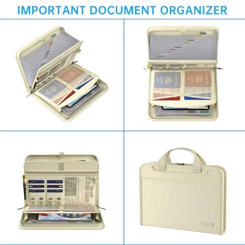 ENGPOW Fireproof Accordion File Organizer 14.2" x 10.4" x 2" | 13 Pockets Document Bag with Handle & Labels thumbnail 3