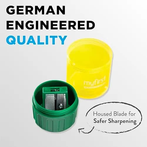 Ticonderoga My First Large Barrel Pencil Sharpener, Yellow and Green | Jumbo Size, Mess-Free Design thumbnail 4